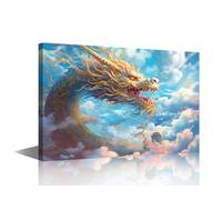 TISHIRON Dragon Framed Wall Art Mythical Creatures Wall Art for Living Room Magic Beast Pictures Posters and Prints Modern Home Decor Giclee Wooden Framed Gallery-Wrapped Ready to Hang (12" Wx18 H)