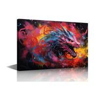 TISHIRON Dragon Large Wall Art Mythical Creatures Framed Wall Art Magic Beast Wall Art for Living Room Modern Home Decor Giclee Gallery-Wrapped Posters and Prints Framed Ready to Hang (24" Wx36 H)