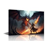 TISHIRON Dragon Pictures for Living Room Wall Decoration Dragon Wall Art Mythical Creatures Wall Artwork Dragon Wall Art Home Wall Decor Canvas Frame Wall Hanging Decor Posters Prints, 30x45cm