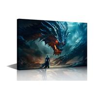 TISHIRON Dragon Wall Art Decor Dragon Canvas Painting Wall Art Mythical Creatures Wall Decor Artwork for Home Walls Framed Wall Art Home Wall Decor Canvas Wall Art Ready to Hang, 30x45cm