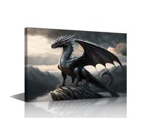 TISHIRON Dragon Wall Art Red Dragon Paintings On Canvas Modern Wall Artwork Canvas Frame Art Prints Dragon Wall Art Boys Room Decor Contemporary Home Decorations for Living Room, 40x60cm