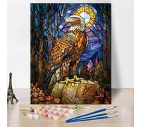 TISHIRON Eagle Paint by Numbers Kit for Adults - Animal Paint by Number on Canvas, DIY Acrylic Painting Color by Numbers for Adults Home Wall Decor (16x20 Inch, Without Frame)