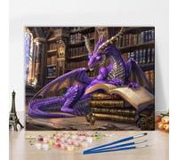 TISHIRON Fantasy Dragon with Ancient Books DIY Paint by Numbers for Adults