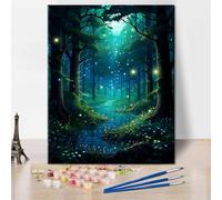 TISHIRON Fantasy Forest Paint by Numbers for Adults, Tree Landscape Paint by Number Kits for Gift Home Wall Decor, Green Plants DIY Painting by Numbers Art Crafts 16"x20"(Frameless)