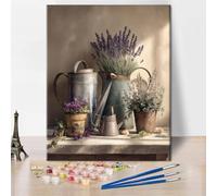 TISHIRON Fine Art Paint by Numbers for Adults, Floral in Tin Cans Professional DIY Canvas Painting Kit 40x50cm Frameless, Rich Color Pigment & Fine Brushes, Elegant Wall Art Decor