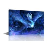 TISHIRON Fire Dragon Abstract Pictures Wall Art Paintings Multi Panel Printed on Canvas Fantasy Wild Animals Artwork Modern Home Decoration Giclee Wooden Framed Gallery-Wrapped Ready to Hang 18x12in