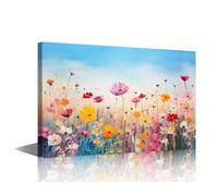 TISHIRON Floral Modern Artwork Flowers Pictures for Living Room Wildflowers Wall Canvas Art House Decorations Bloom Wall Decor Posters Ready to Hang for Office Home Walls - 36x24in