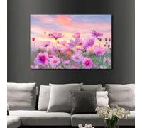 TISHIRON Flower Pictures for Living Room Wall Decoration Meadow Canvas Painting Wall Art Canvas Frame Artwork for Walls Spring Canvas Wall Art Large Wall Art Canvas Posters and Prints, 60x90cm