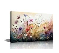 TISHIRON Flower Wall Art - Wildflower Painting, Floral Framed Decor, Watercolor Canvas Posters & Prints for Bedroom - Ready to Hang, 40x60cm