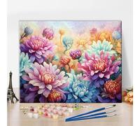 TISHIRON Flowers Paint by Numbers Kit for Adults Blossom Acrylic Paint by Numbers Kits on Canvas Blooming Floral Oil Painting Kit DIY Painting by Numbers for Home Decor 16"x20"(Frameless)