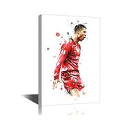 TISHIRON Football Star Canvas Wall Art CR7 Poster Painting Cristiano Ronaldo Back Competition Artwork Home Decor for Living Room Dining Bedroom Prints Ready to Hang 24x16 in