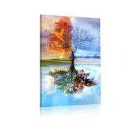 TISHIRON Four Seasons Tree Framed Wall Art Canvas Painting 18"x12" Home Decor Living Room Bedroom Canvas Print