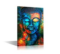 TISHIRON Framed Abstract Blue Buddha Modern Home Decor Canvas Print Painting Zen Posters Wall Art Picture For Living Room Decor 90x60cm/36x24 Ready to Hang
