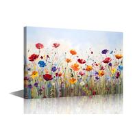 TISHIRON Framed Canvas Wall Art Bloom Painting Flowers Pictures 1 Panel Wall Art Blossom Modern Wall Decor for Living Room Bedroom Giclee Gallery-Wrapped Posters and Prints, 18x12in