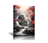 TISHIRON Framed Canvas Wall Art Forest Painting Landscape Pictures 1 Panel Trees Modern Wall Decor for Living Room Bedroom Giclee Gallery-Wrapped Posters and Prints, 18x12in