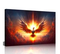 TISHIRON Framed Canvas Wall Art Vintage Decor, Room Decor Oil Painting Canvas Prints Phoenix Firebird Rising into Sky in Rays of setting Sun Wall Art Home Decor, Ready to Hang 24"x36"