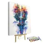 TISHIRON Framed Paint by Numbers for Adults Nature Landscape Oil Hand Painting with Brushes Waterfall DIY Paint by Number Kits on Canvas Mountain Drawing Art Crafts for Home 16"x20"