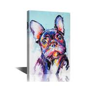 TISHIRON French Bulldog Canvas Painting Art Prints for Bathroom, Living Room, Bedroom - Framed Wall Hanging Decor (36x24in)