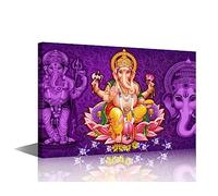 TISHIRON Ganesha Canvas Wall Art for Living Room India Religious Culture Modern Home Decor Hindu Lord HD Printed Posters Artwork for Bedroom Office Bathroom Pictures Ready to Hang, 16" Wx24 H
