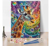 TISHIRON Giraffe Paint by Numbers for Adults, Colorful Oil Painting for Gift Home Wall Decor, DIY Adult Paint by Number Kits on Canvas Animal Theme 16"x20"(Frameless)