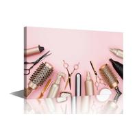 TISHIRON Golden Haircut Tools Canvas Wall Art for Living Room Hair Salon Barbershop Large Wall Art Modern Artwork Contemporary Home Decor Print On Canvas Ready to Hang for Bedroom Office 36x24in