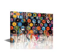 TISHIRON Graffiti-Style Wall Art for Living Room Vinyl Records Wall Art 1 Piece Colorful Figure Street Graffiti Posters and Prints Home Decorations for Living Room Framed Ready to Hang (12''Wx 18''H)