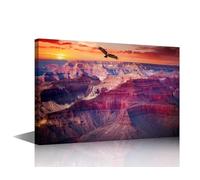TISHIRON Grand Canyon Painting Posters House Deocration for Living Room Sunset Canvas Prints Wall Decor Eagle Wall Art for Office Bedroom Modern Artwork Giclee Framed Ready to Hang - 18x12in