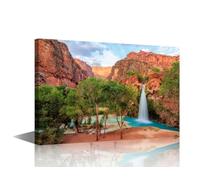 TISHIRON Grand Canyon Waterfalls Prints Canvasart Blue River Posters for Bedroom Wall Decoration Nature Theme Wall Decor for Living Room Office Walls Hanging Artwork House 16" Wx24 Hx1 Panel