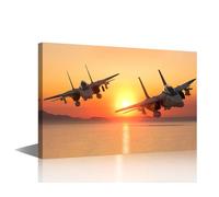 TISHIRON Grumman F-14 Tomcat Fighter Jet Wall Art Painting on Canvas Bedroom Wall Art Modern Home Decor Military Aircraft House Decorations for Living Room Pictures Stretched on Wooden Frame, 18x12in