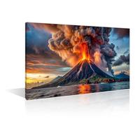 TISHIRON Hawaii Volcano Canvas Prints Wall Art Paintings Volcanic Eruptions in Krakatoa and Hawaii Posters Stretched Pictures for Living Room Modern Home Decor Framed Wall Art Decorations 16" Wx24 H