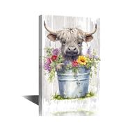 TISHIRON Highland Cow Wall Decor Funny Animals Prints for Wall Decor Canvas Frame Art Prints Canvas Painting Wall Art Canvas Art Posters & Prints Highland Cattle Artwork Wall Hanging, 30x45cm