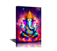 TISHIRON Hindu God Wall Art for Living Room Lord Ganesha Canvas Wall Art Indian Lord Ganesh Pictures Posters Modern Wall Decor Art for Bedroom Office Paintings Giclee Framed Ready to Hang 24x16 in