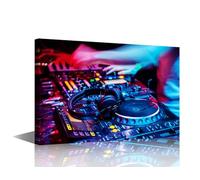 TISHIRON House Decorations Living Room Dj Music Pictures 1 Panel Canvas Wall Art Audio Devices Music Paintings Home Decor for Bedroom Giclee Modern Artwork Wooden Framed Ready to Hang 24x16 in