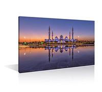 TISHIRON Islamic Wall Painting 1 Panel UAE Landmark Mosque Canvas Wall Art Great Mosque of Abu Dhabi Wall Decoration for Living Room Giclee Wooden Framed Ready to Hang Posters and Prints (24" Wx36 H)
