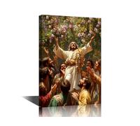TISHIRON Jesus Christ Bedroom Wall Decor Easter Jesus Canvas Art Wall Decor Jesus in the Garden Framed Wall Art Modern Artwork House Decorations Stretched and Framed Ready to Hang (12" Wx18 H)
