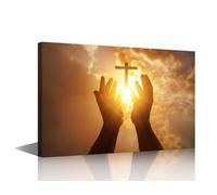 TISHIRON Jesus Christ Home Decor Wall 1 Pieces Crucifix Pictures Posters for Room Aesthetic Easter Wall Decor for Bedroom Modern Artwork House Decorations Stretched Framed Ready to Hang (12" Wx18 H)