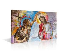 TISHIRON Jesus Christ Prays Canvas Paintings Bedroom Canvas Wall Art 1 Panel Wall Art Jesus Resurrection Wall Decor for Living Room Giclee Wooden Framed Gallery-Wrapped Ready to Hang (16" Wx24 H)