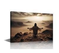 TISHIRON Jesus Modern Artwork Christian Pictures for Living Room Praying Wall Canvas Art House Decorations Saviour Wall Decor Posters and Prints Ready to Hang for Office Home Walls - 24" Wx36 H