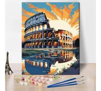 TISHIRON Landscape Paint by Numbers Kit for Adults, Magnificent Colosseum, an Ancient Wonder of The Roman Empire with Brushes and Pigment, Paint by Number DIY Art Crafts, 16x20 Inch