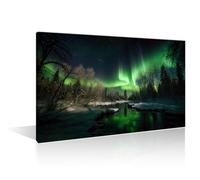 TISHIRON Large Wall Art for Living Room Winter Landscape with Polar Aurora Canvas Art Decor Northern Lights Modern Office Wall Art for Bedroom Framed Art Ready to Hang for Home Decor (24" Wx36 H)