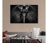 TISHIRON Living Room Wall Decor Dark Warrior Angel Paintings Canvas Wall Art Fantasy Wall Art Canvas Frame Art Prints Artwork for Home Walls Modern Decor Canvas Art Posters and Prints, 60x90cm