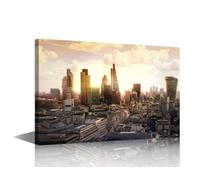 TISHIRON London Skyline Bedroom Decor Canvas Wall Art London Sunset Wall Decorations for Living Room 1 Piece Framed Ready to Hang (16''Wx 24''H)