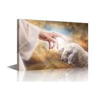 TISHIRON Lost Lamb Jesus Wall Art Framed Art Prints Family Wall Decor, 16"Wx24"H, Religious, Living Room, Bedroom, Office, Dining Room, Bathroom