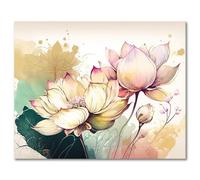 TISHIRON Lotus Paint by Numbers for Adults Flowers DIY Adult Paint by Number Kits on Canvas Blooming Oil Hand Painting with Brushes Art Crafts for Home 16"x20"(Frameless)