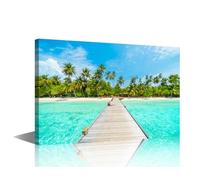 TISHIRON Maldives Island Wall Art for Bedroom Beach Canvas Painting Sea Large Wall Art for Living Room Contemporary Home Decor 1 Panel Stretched on Wooden Frame, 36x24in