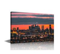 TISHIRON Manchester Cityscape at Sunset Canvas Wall Art England Skyline Poster Prints Canvas Art Print for Living Room Bedroom Office Wall Decor Stretched and Framed Ready to Hang12x18in
