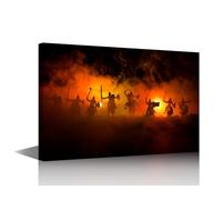 TISHIRON Medieval Cavalry Infantry Wall Decor Antique Warriors Canvas Prints Wall Art Artwork for Home Walls Large Framed Art Wall Decor Home Decor for Living Room Posters & Prints, 40x60cm