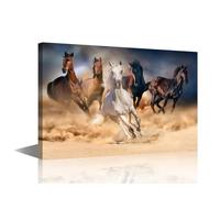 TISHIRON Modern Black and White Horses Wall Art 1 Pieces Artwork Framed Giclee Animals Poster Canvas Prints Wall Decoration for Living Room Gallery Wrap Modern Home Art Framed Ready to Hang 24x16 in