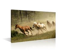 TISHIRON Modern Galloping Herd of Wild Horses Canvas Paintings Wall Decor 1 Piece Wild Animal Painting Modern Home Decor Posters and Prints Framed Ready to Hang (16" Wx24 H)