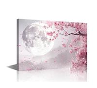 TISHIRON Moon Cherry Blossoms Wall Art Landscape Wall Decor 1 Piece Wall Art Framed Art Wall Decor Modern Prints Wall Art Artwork for Walls Bedroom Wall Decor Canvas Wall Art Ready to Hang, 40x60cm